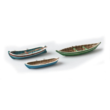 ARTITEC 387.08 - Chaloupes 3 pièces, 1:87 en résine prêtes à l'emploi, peintes