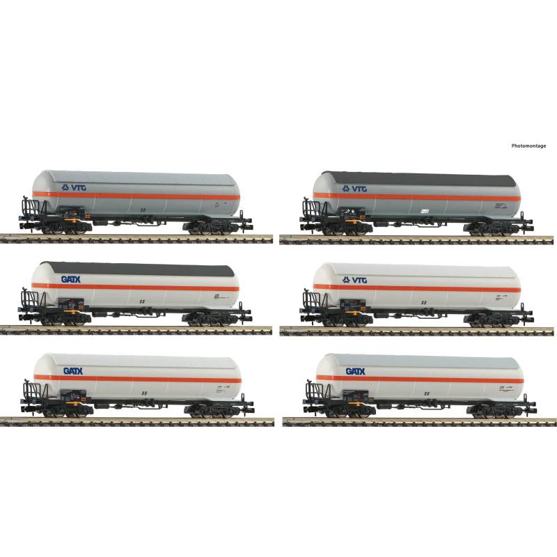 Fleischmann - Coffret présentoir à 6 éléments: Wagon-citerne à gaz sous pression, GATX/VTG