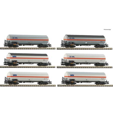 Fleischmann - Coffret présentoir à 6 éléments: Wagon-citerne à gaz sous pression, GATX/VTG