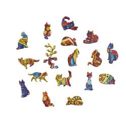 Tendre Chat Puzzle en bois