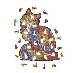 Tendre Chat Puzzle en bois