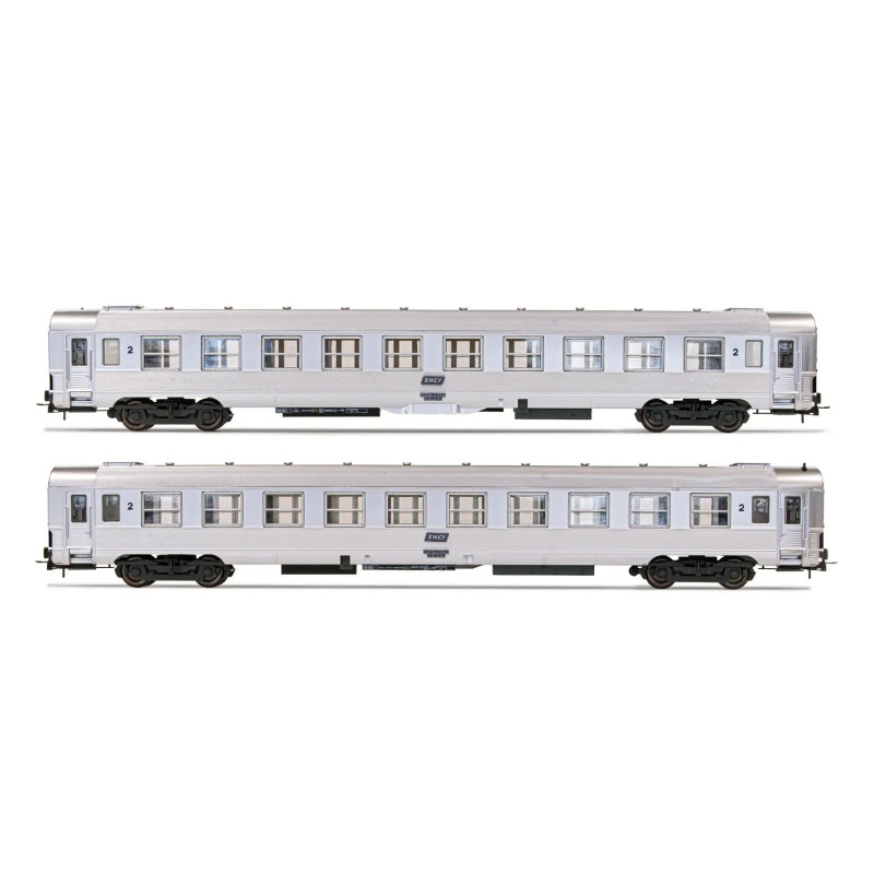 Jouef HJ4137 -  Coffret de 2 voitures DEV Inox de 2éme classe, composé de 2 x voitures B10j, ép. IV SNCF
