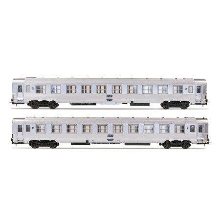 Jouef HJ4137 -  Coffret de 2 voitures DEV Inox de 2éme classe, composé de 2 x voitures B10j, ép. IV SNCF