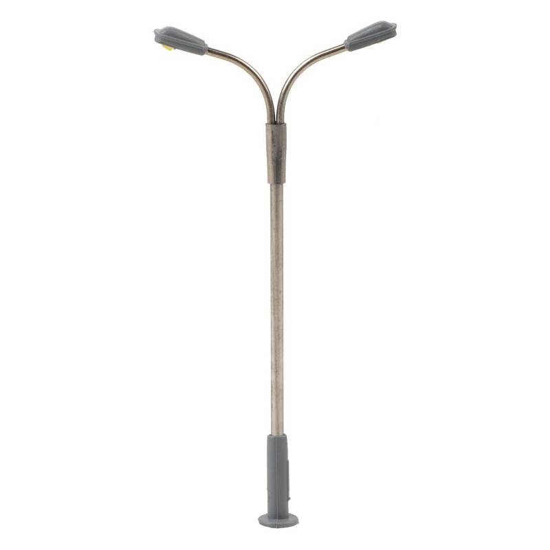 Faller 272221 - Éclairage public LED, lampadaire, deux bras, froid blanc