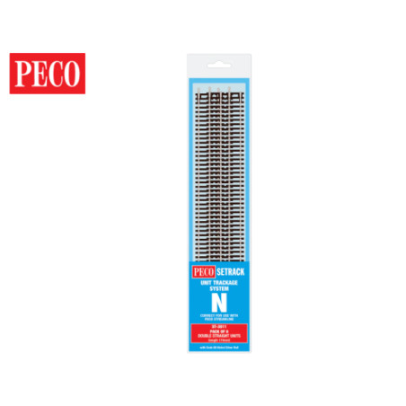 Peco ST-3011 - Double droit (paquet de 8)
