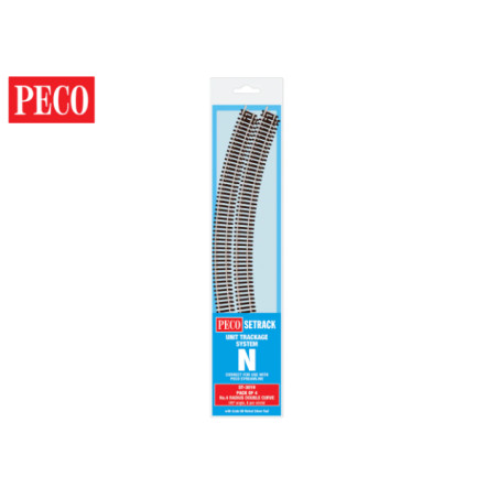 Peco ST-3019 -  Double Courbe, 4ème Rayon (Paquet de 4)