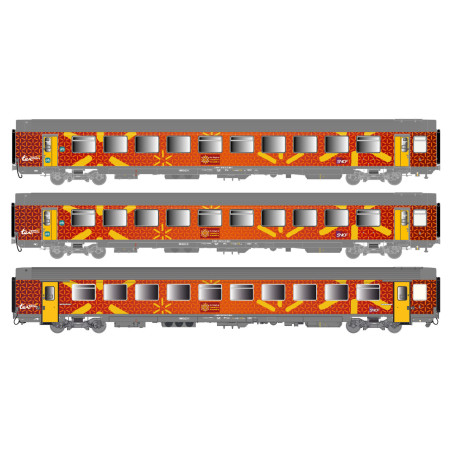copy of LSMODELS 40313 - 3 Voitures VTU livrée TER Languedoc Roussillon, Ep VI - SNCF