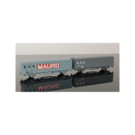 copy of TR160_16034 - 2 wagons EVS Hbis de la SNCF à parois planes et toit bas - Jaune et gris "METROPOL" / gris - Ép. IV