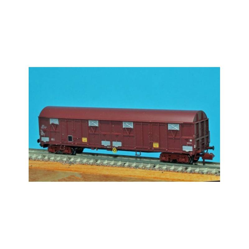 copy of TR160_16034 - 2 wagons EVS Hbis de la SNCF à parois planes et toit bas - Jaune et gris "METROPOL" / gris - Ép. IV