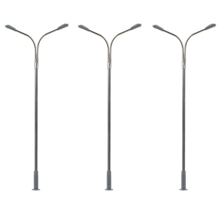 Faller 180101 - Éclairages publics LED, lampadaires, blanc froid , 3 pièces