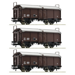 Roco 77020 - Coffret de 3 pièces: Wagons à toit coulissant, SNCF