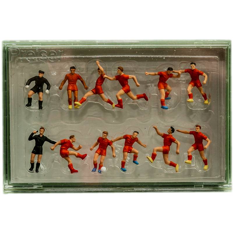 Preiser 10761 - Equipe de Foot "Orange" + arbitre - HO 1/87