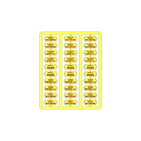 REE XB045 - PLAQUES ITINÉRAIRES POUR VOITURES VOYAGEURS, EST, LETTRES ROUGES