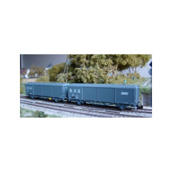 copy of TR160_16034 - 2 wagons EVS Hbis de la SNCF à parois planes et toit bas - Jaune et gris "METROPOL" / gris - Ép. IV