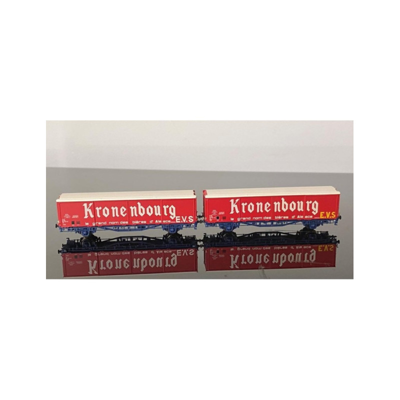 Train160 16036 - Coffret De 2 Wagons EVS Toit Bas Kronenbourg