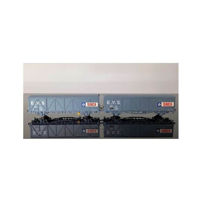 Train160 16042 - Coffret De 2 Wagons EVS Toit Bas SIMCA