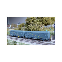 copy of TR160_16034 - 2 wagons EVS Hbis de la SNCF à parois planes et toit bas - Jaune et gris "METROPOL" / gris - Ép. IV