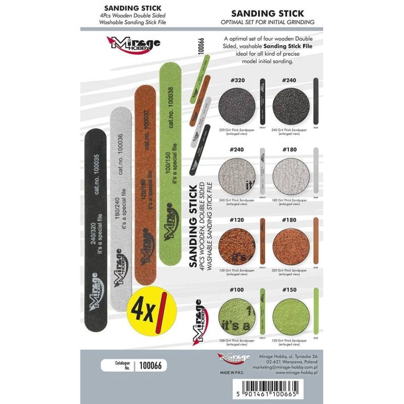 Mirage Hobby 100066 - BÂTON DE PONÇAGE OPTIMAL SET [4pcs/8 Grains]
