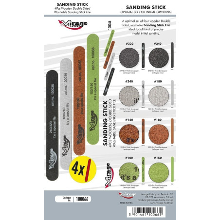 Mirage Hobby 100066 - BÂTON DE PONÇAGE OPTIMAL SET [4pcs/8 Grains]