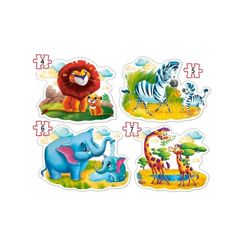 Castorland B-04454-2 - Tiere Afrikas - 4 PUZZLES