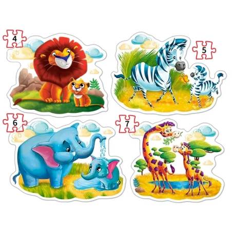 Castorland B-04454-2 - Tiere Afrikas - 4 PUZZLES