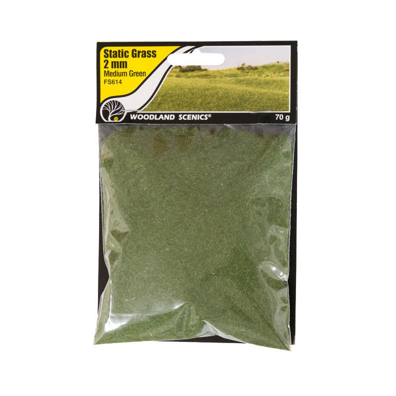 Woodland Scenics FS614 - Static Grass Medium Green 2mm