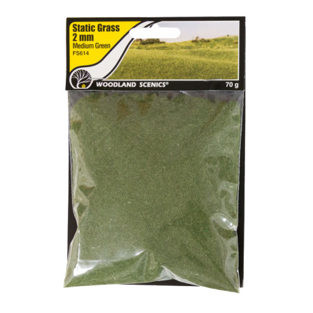 Woodland Scenics FS614 - Static Grass Medium Green 2mm