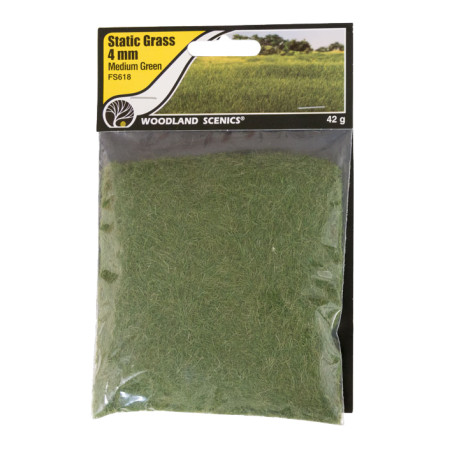 Woodland Scenics FS618 - Static Grass Medium Green 4mm
