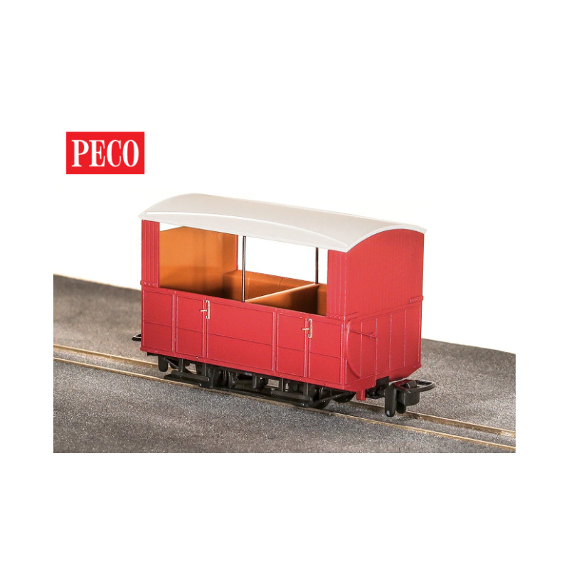 Peco GR-520UR - OO-9 4 Wheel Open Side Coach Red