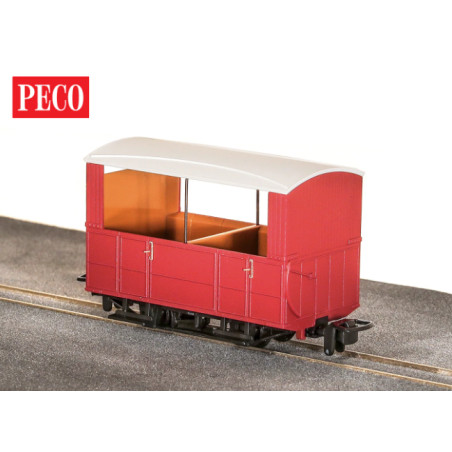 Peco GR-520UR - OO-9 4 Wheel Open Side Coach Red