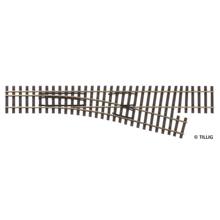 Tillig 85183 - Aiguillage à droite HO/HOm, angle de 15°
