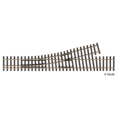 Tillig 85184 - Aiguillage à gauche HO/HOm, angle de 15°