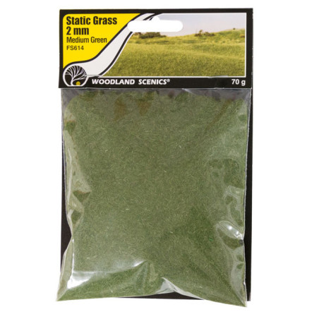 Woodland Scenics FS622 - Static Grass Medium Green 7mm
