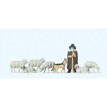 Preiser 14160 -  Berger avec chien et mouton - 1:87