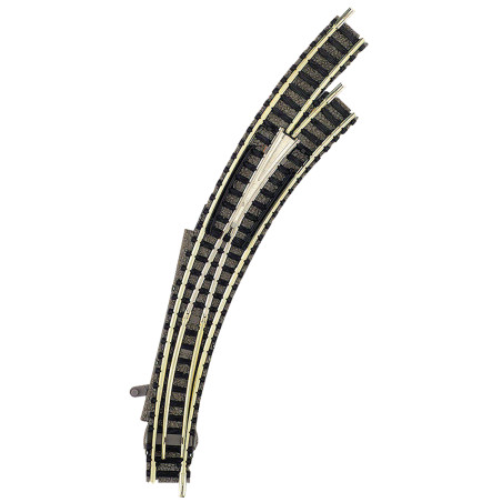 Fleischmann 9169 - Aiguillage courbe à commande manuelle et pointe de coeur conductrice.