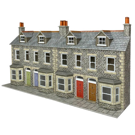 Metcalfe PO303 -  00/HO Scale Low Relief Terraced House Fronts – Stone