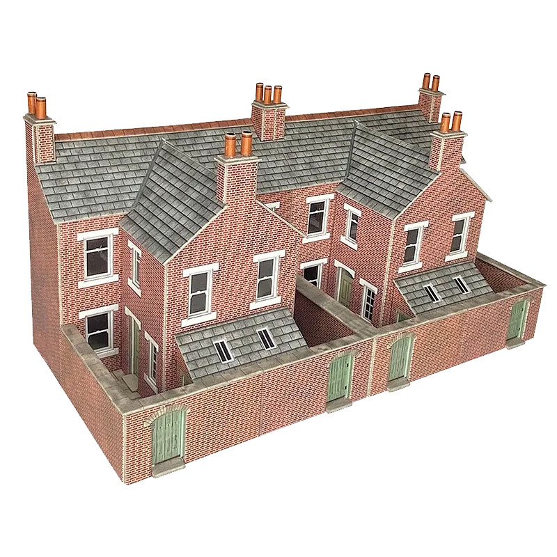 Metcalfe PO304 - 00/HO Scale Low Relief Terraced House Backs – Brick