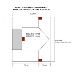 Metcalfe PO305 - 00/HO Scale Low Relief Terraced House Backs – Stone