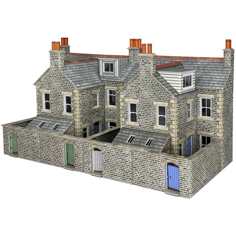Metcalfe PO305 - 00/HO Scale Low Relief Terraced House Backs – Stone