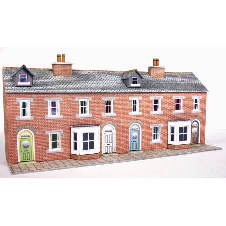 Metcalfe PN174 - Façades de maisons mitoyennes en briques rouges à bas reliefÀ L'ÉCHELLE N 1/160
