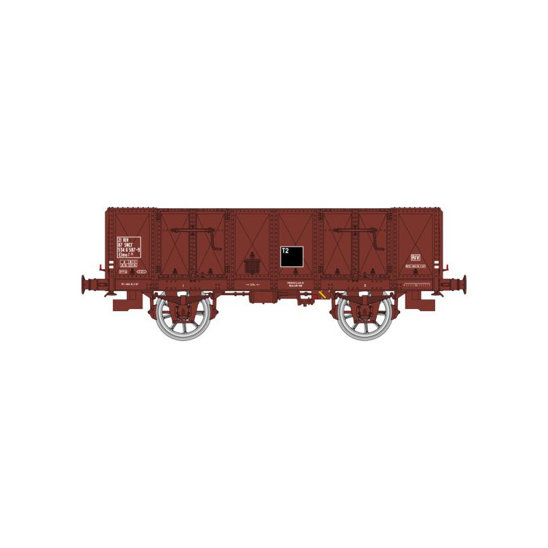 REE WB-837 - Wagon Tombereau OCEM 19 tôlé, Brun UIC, SNCF