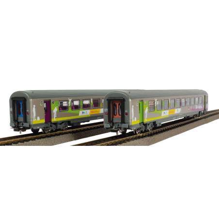 PIKO 97134 -Set de 2 voitures Corail VTU REMI intercités, A10tuh + B11tu - HO 1/87 - SNCF - Ep VI