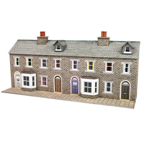 Metcalfe PN175 - Façades de maisons mitoyennes en pierre à faible relief, échelle N