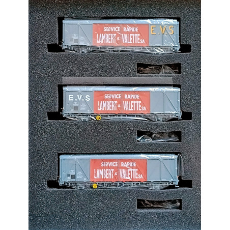 LS Models  30658 - Coffret de 3 wagons couvert iK EVS logo "LAMBERT-VALETTE SA"
