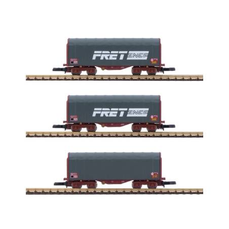 AZAR MODELS W03-FRP - Wagon court bâché - FRET SNCF - époque IV-V - x3