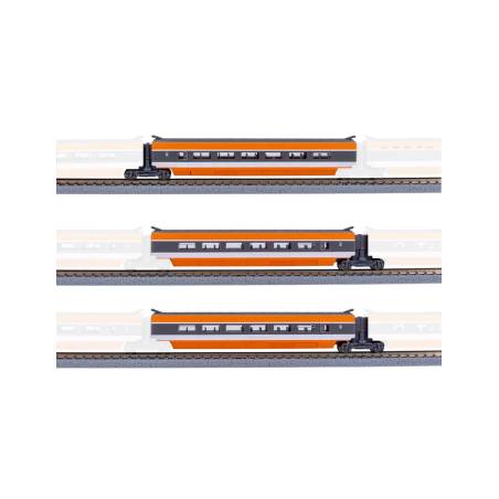 AZAR MODELS  T01-OR2 - TGV Sud-Est - coffret 3 voitures supplémentaires - orange