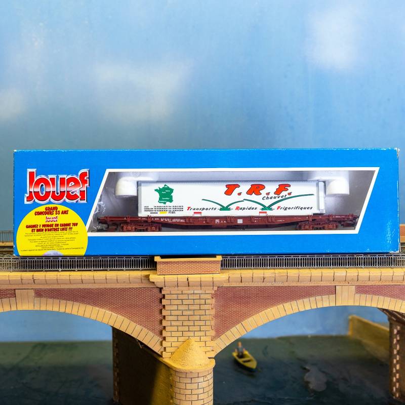 Jouef 665900 - Wagon plat à bogies multifret SNCF caisse TRF Chauvet - Occasion - neuve