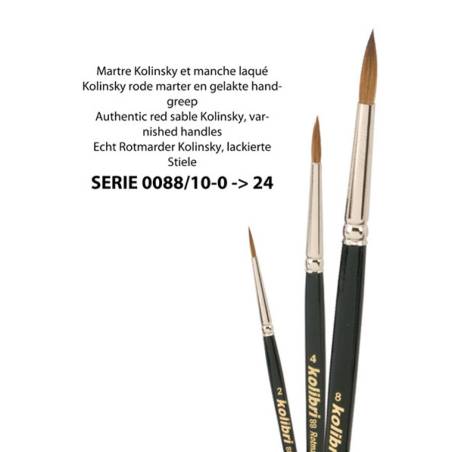 Kolibri 0088 - Long-haired Kolinsky Red Sable brushes with lacquered handle