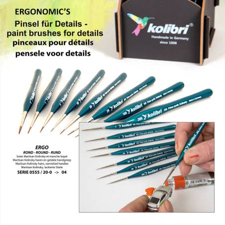 Kolibri 0555 - Synthetic fiber brushes with ergonomic handle