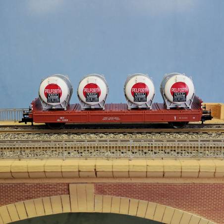 Fleischmann 5229 F -  Wagon Plat SNCF avec 4 Conteneurs  Pelforth  - Occasion - neuve